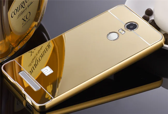 Gold Plated Metal Acrylic Aluminum Mirror Back Bumper Cell Phone Cover Case For iPhone For Samsung Galaxy S4 S5