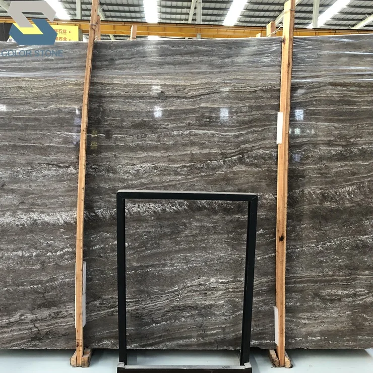 Natural polished iran persian silver grey travertine marble stone slabs for table tops price