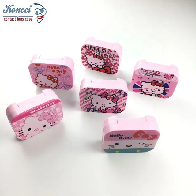 
 Рисунок «Hello Kitty»; Очаровательная Женская обувь под контактные линзы коробка розовый Футляр для контактных линз A-1205  