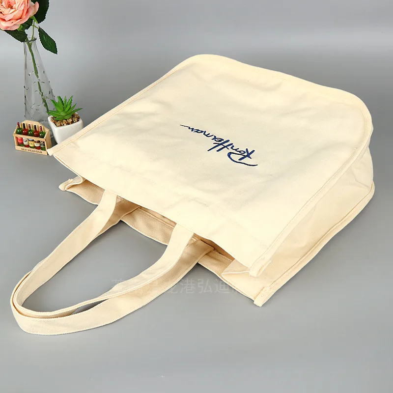 Wholesale customized large eco canvas tote organic cotton bag With inside pocket