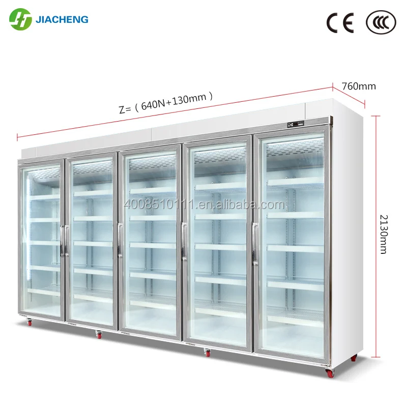 Jiacheng supermarket air cooling display freezer, upright freezer, commercial refrigerator for meatballs seafood