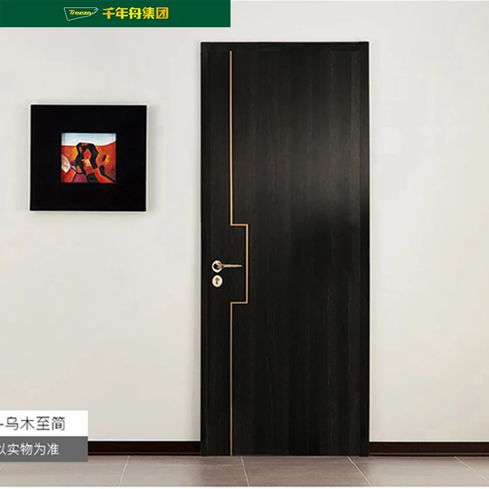Hot Sale Factory Price Single Internal Hotel Bedroom Bathroom Simple Teak Plywood Solid Wood Interior Entry Lacquer Door Modern