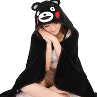 Candice guo Super cute Anime Cosplay Cloak kumamon black bear plush toy soft hoodies blanket birthday