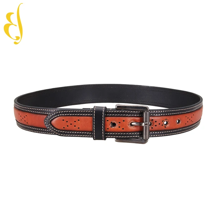 Pin Buckle Custom Logo Mens Luxury Leather Belt Cowboy style personalized perforated mens designer belts