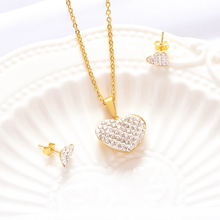 Modalen Lacie Heart Earring Custom Necklace Valentine Hand Bridal Diamond Set 18k Gold Jewelry