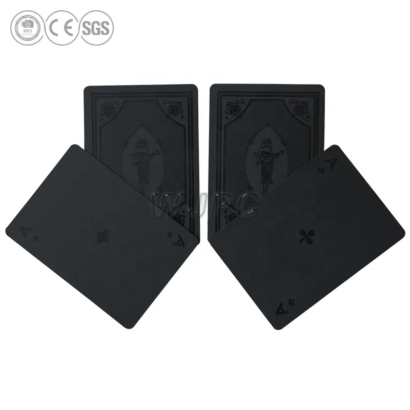 WJPC-Custom Printed Black 2 Deck Pvc Playing Card Design Custom Transparent Plastic Poker Card