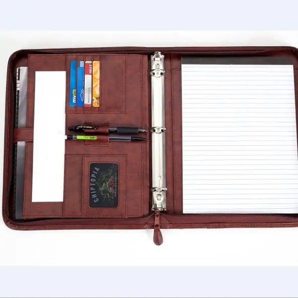 Professional Business Padfolio Portfolio Briefcase Style Organizer Folder With Handles Notepad 3 Ring Binder