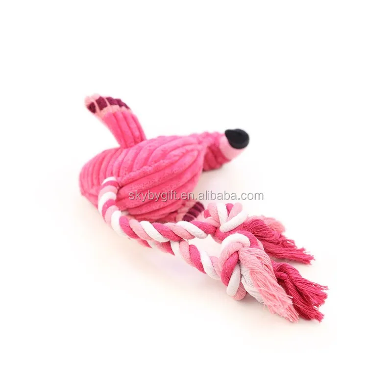 Dropshipping Pink Flamingo Shape Dog Squeaky Puppies Pet Chew Toy