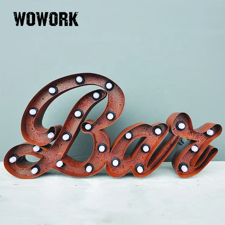 2024 WOWORK LED bar carnival display circus vintage style letter light Sign for shop decoration