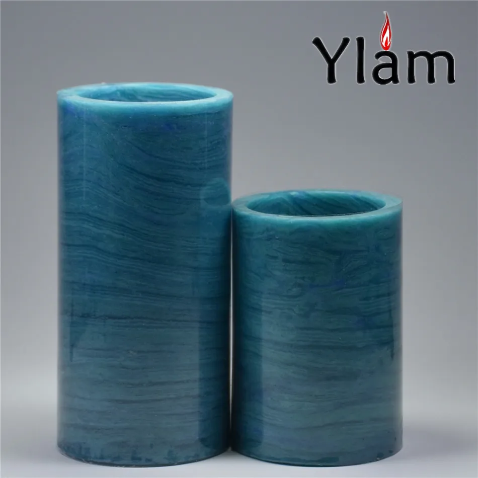 
Professional Manufacturer Custom Blue Wood Grain LED Flameless Candle 