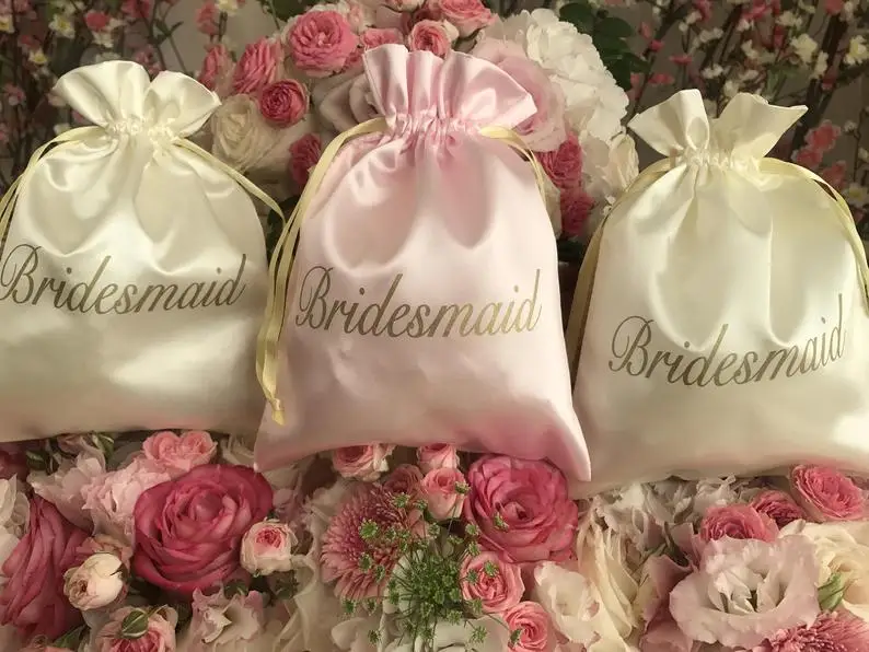 Luxury Small Custom Drawstring Satin Bags for Hair Packaging gift satin bag jewelry satin pouch