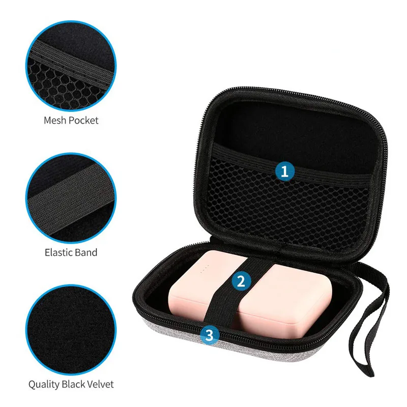 Hard-Shell Storage Portable Square Shockproof Waterproof Earphone Travel Carrying EVA Case with Mesh Pocket