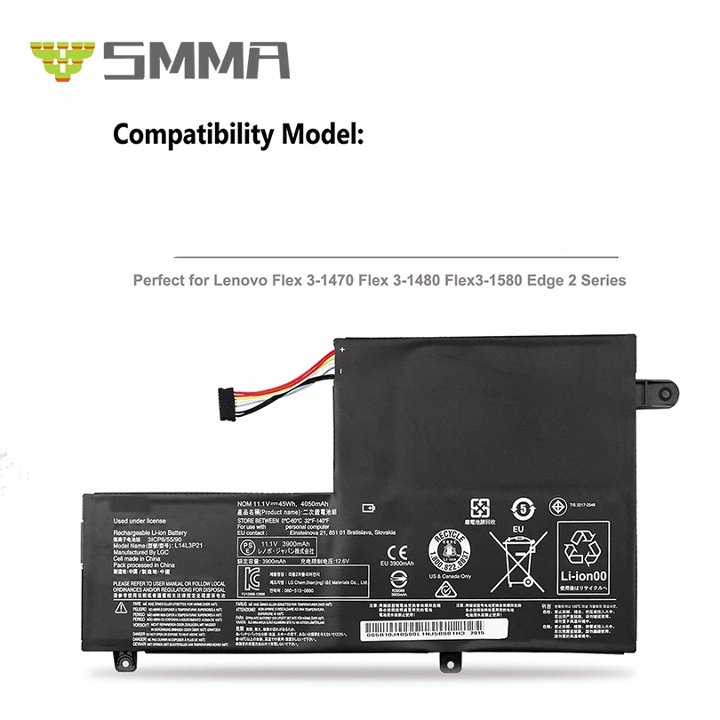 11.1V 4050Mah 45Wh L14L3P21/ L14M3P21 internal laptop battery for lenovo flex 3 14 15 1435/1470/1480/1570/1580