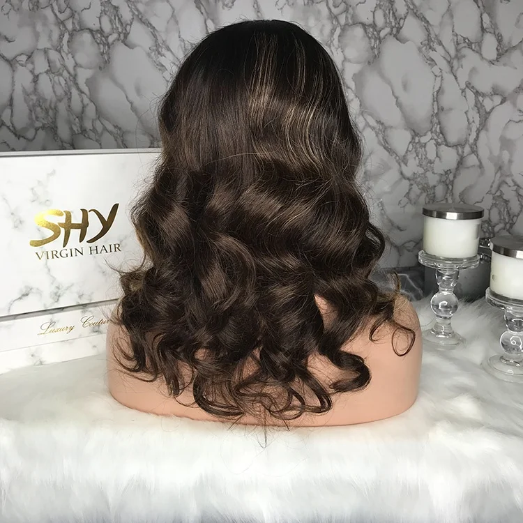 Glueless Preplucked Human Lace Wig Brown Blonde Highlights Lace Wigs Cuticle Aligned Hair Hair Products For Black Women