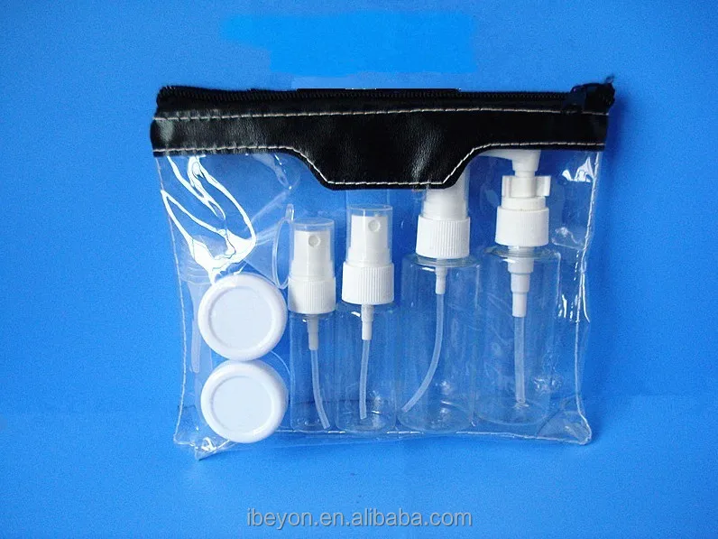 Косметическая пластиковая бутылка для макияжа с индивидуальным принтом, набор для путешествий с сумкой из ПВХ