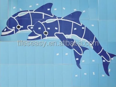 swimming pool tile dolphin