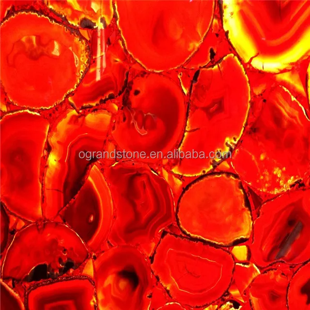 Large Indoor Transparent Onyx Red Backlit Agate Stone Slab
