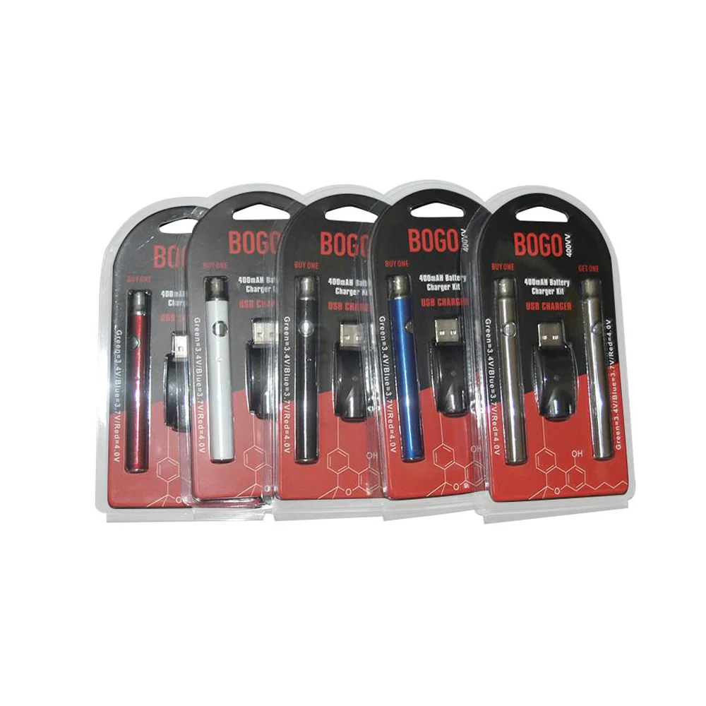 Low price  bogo DOUBLE Kit preheat 400mah voltage adjustable 510 vape pen starter kits