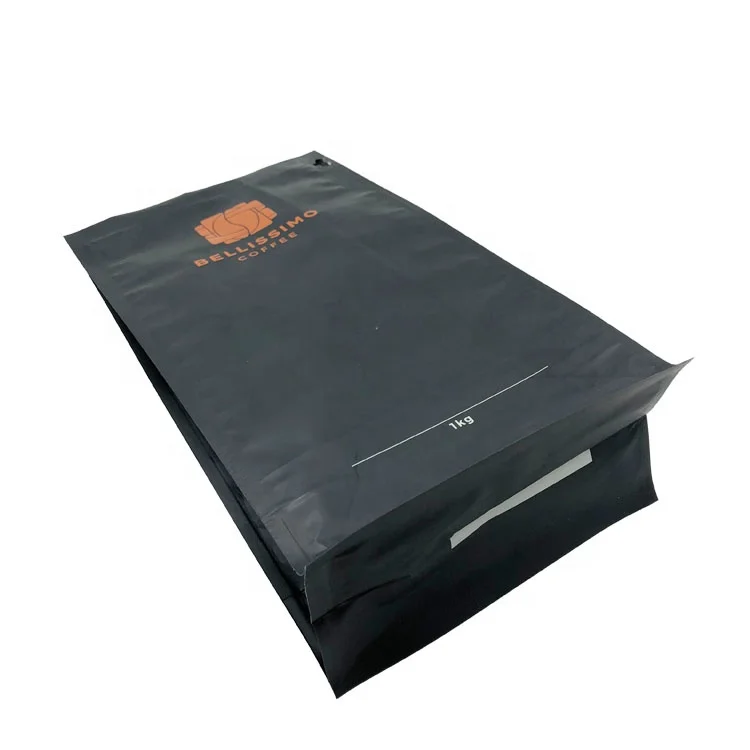 Hot stamping 250g 1kg flat bottom compostable plastic food plastic bag valve waterproof coffee packaging bag