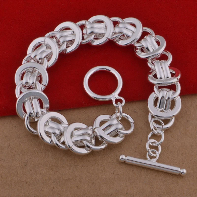 alibaba china plated pure 925 solid silver bracelet men