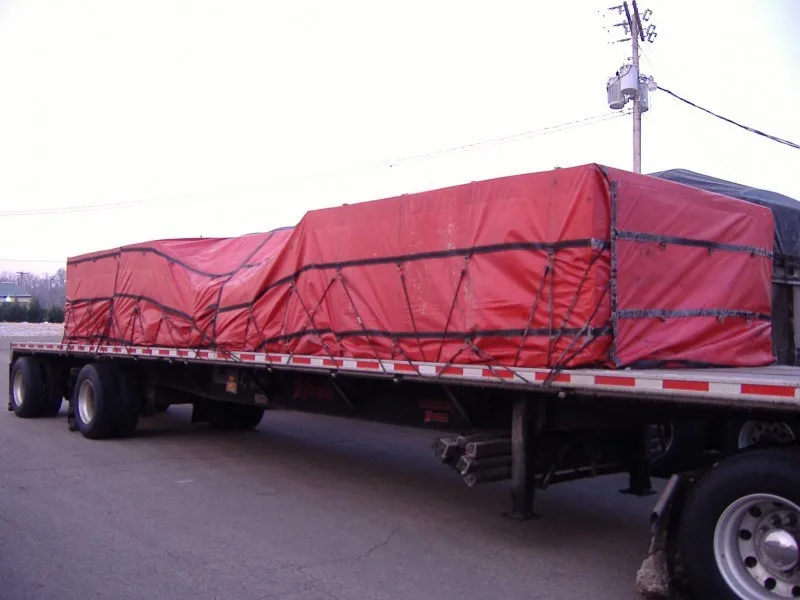 
Heavy duty vinyl coated fabric flatbed lumber tarps of 24X27 with 8ft flap 