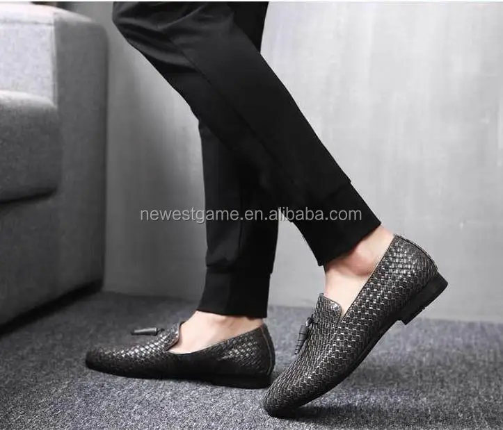 
small quantity order Italian mens Woven leather loafers shoes big size 44 45 46 47 48 