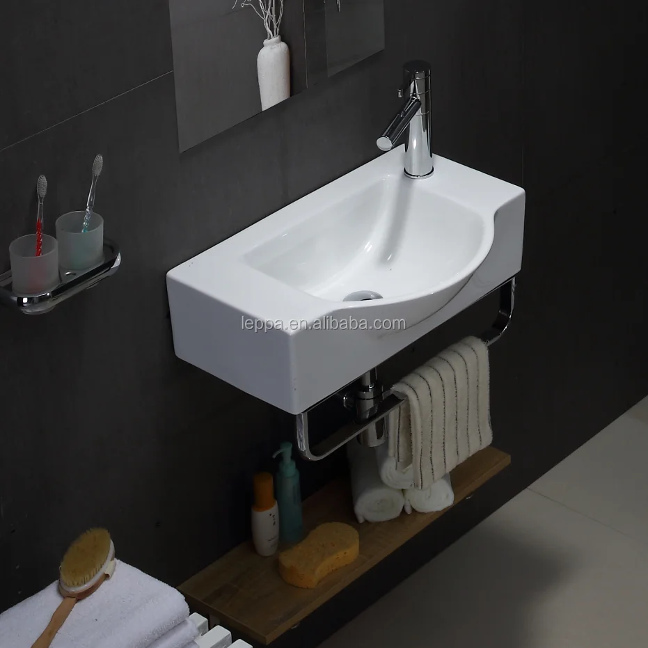 High grade sanitary ware wall hung sink ceramic wash basin Bathroom art basins with towel rack