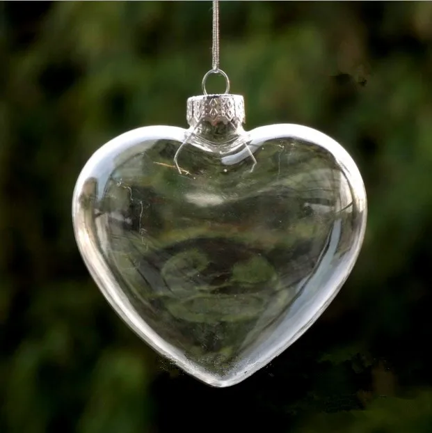 Clear Glass Christmas Tree Ornaments Hanging Heart Shape Christmas for the Led light Ball