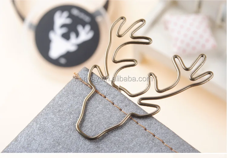 
8PCS/Lot Vintage Deer Elk Head Clip Metal Paper Clips Bookmark Pin Stationery Office Accessories Memo Clips 