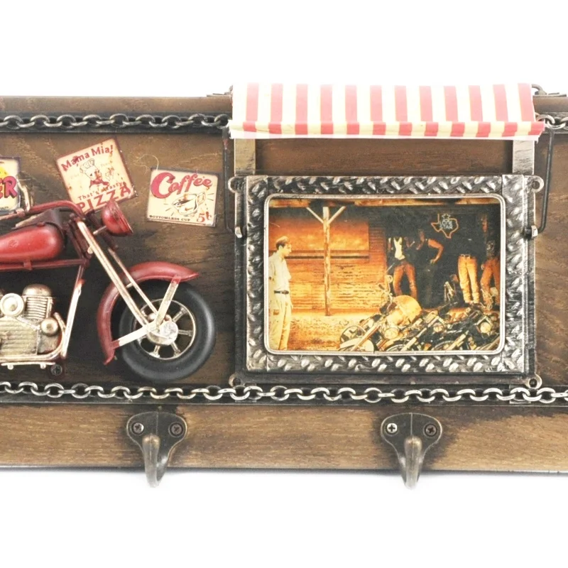 Creative Retro Metal Craft Vintage Metal Wall Photo Frame Hanging With Hook Motorcycle Model Gas Pump Cafe Home Wall Decoration