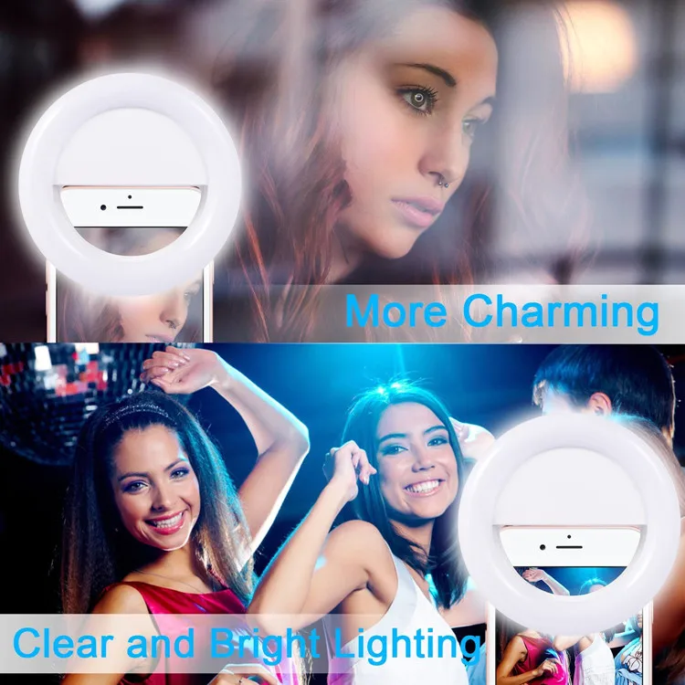 Custom RK14 Selfie Light Round Clip On Phone Camera Selfie Ring Flash Light For Mobile Phone