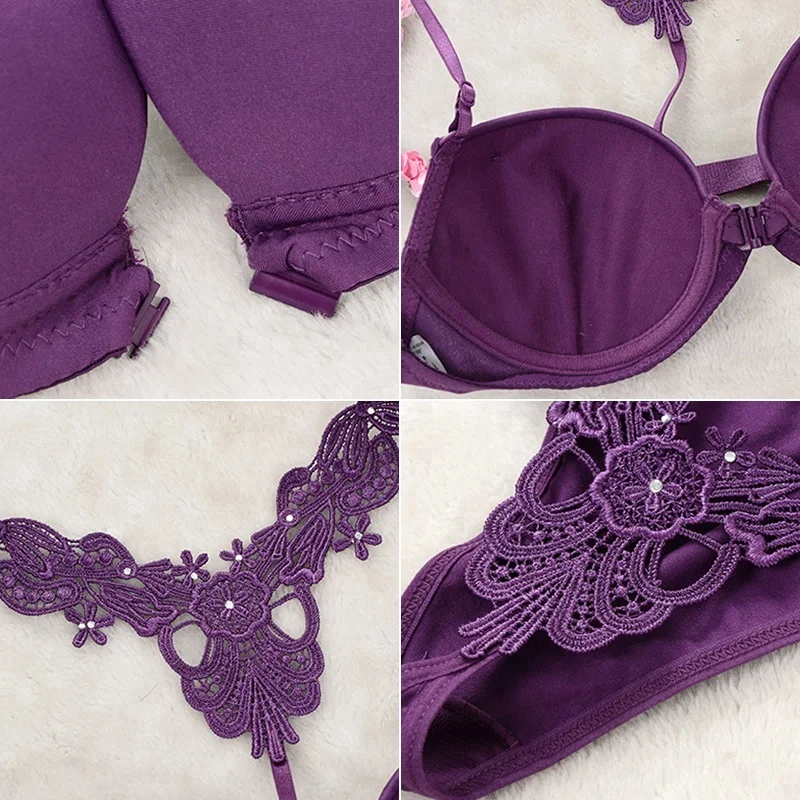 
High quality solid Color sexy lingerie bra and panty set 