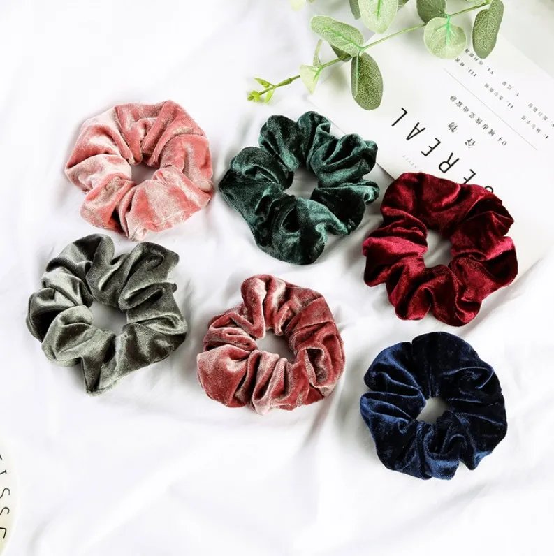 Custom Wholesale Amazon Hot Style Fashion Colors Velvet Hair Scrunchie
