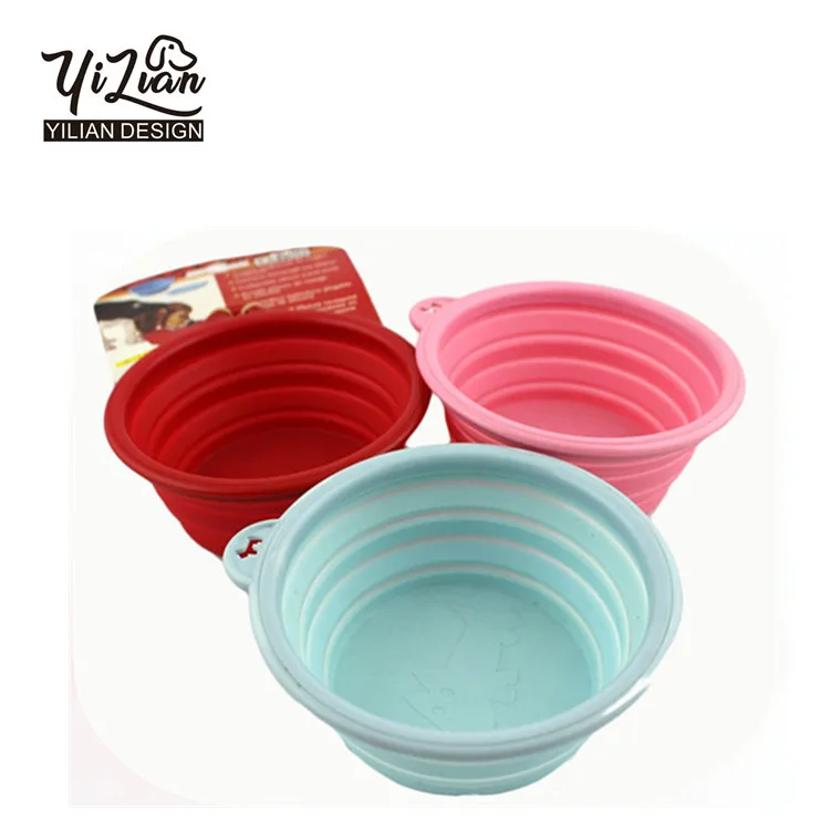
Colourful folding carabiner silicone pet bowl for cat dog pet travelling collapsible pet cup 