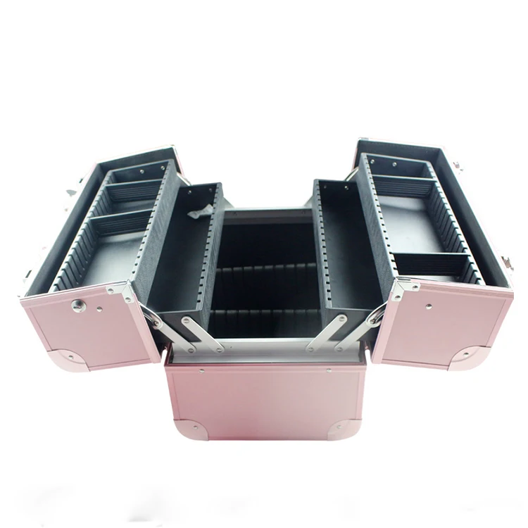 
Double open portable multi use low MOQ makeup train case black 