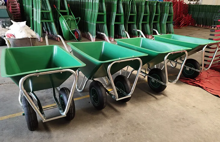 single and double wheels 150L big plastic tray America Europe market wheelbarrow WB1006P