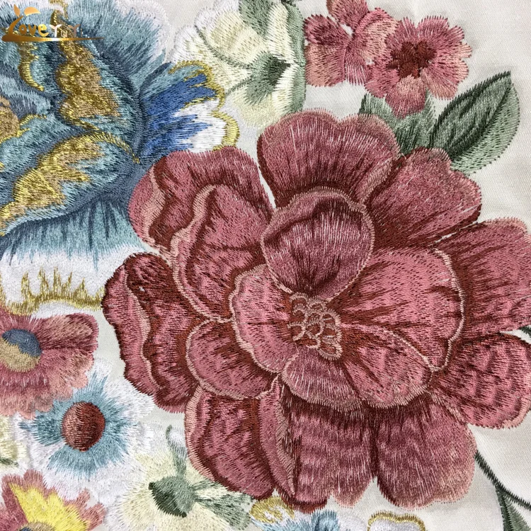 Polyester Warp Knitted 3D Embroidered Fabric Velvet For Sofa