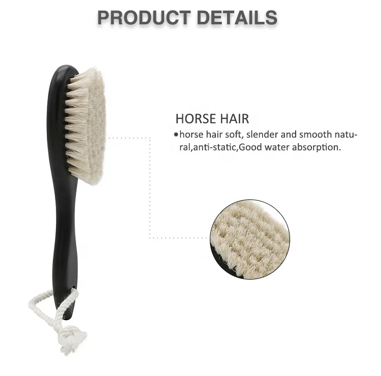 Men Beard Grooming Brush Soft Natural Horse Hair Shave Brush With Wooden Hanging Handle