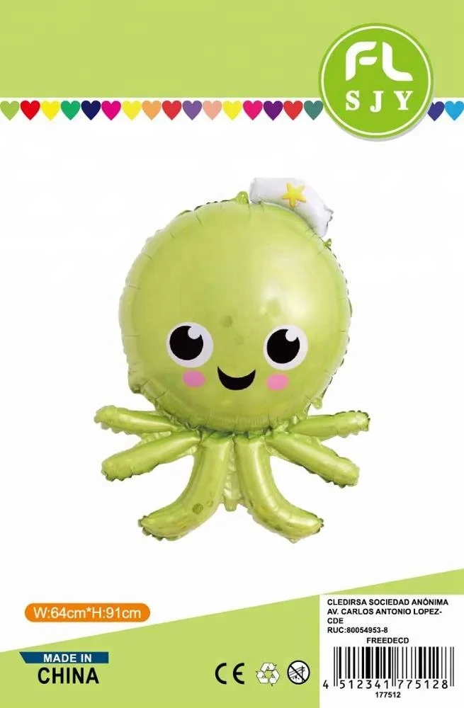 Helium under the sea animal cartoon balloon cute ocean fish octopus shape foil balloon for party decoration