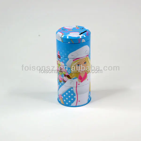 OEM round tin coin bank metal tin money box custom logo peggy bank