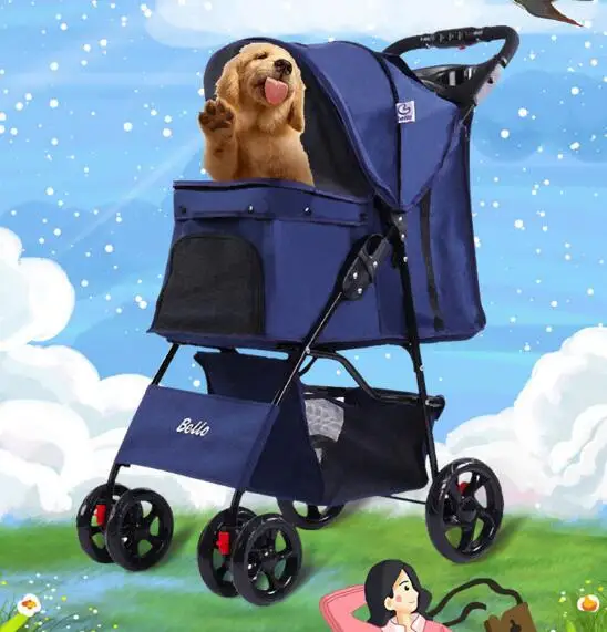 Dropshipping Cat Stroller Puppy Pushchair Travel Cart Jogging Buggy Carrier Dog Pram