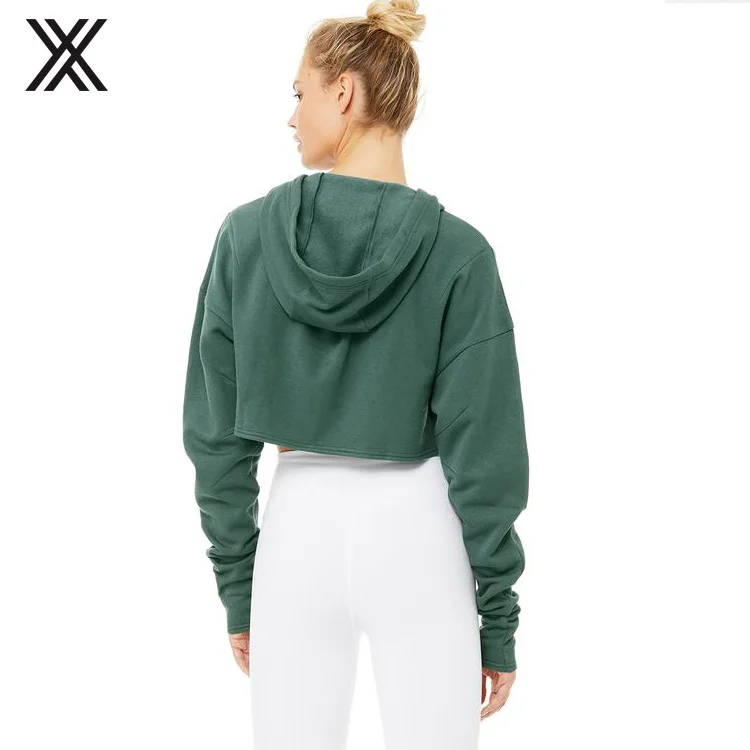 XTD JK001 2019 New Design Ladies Gym Wear Zip Up Fleece Fitness Crop Top Hoodie Sexy Jacket