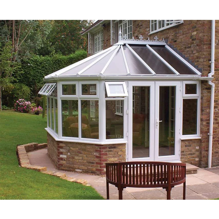 Aluminum Sunroom Lean To House Kit Glass-To-Floor Conservatory White Plastic Pvc Upvc Sunrooms Aluminium Glass Sunroom For Solar