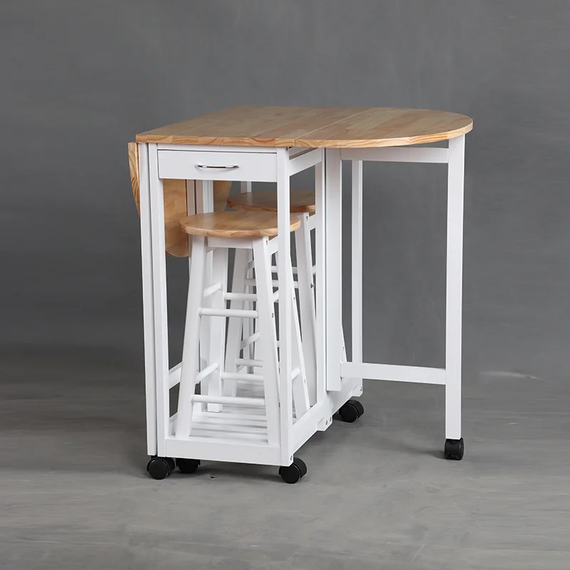 MDF Pine wood folding designs modern wooden dining table with wheels