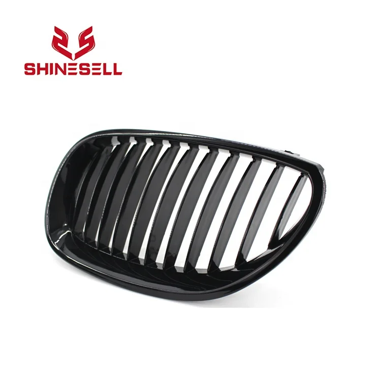1 Pair Gloss Black Single Slat Line Front Grille Kidney grill for BMW 5 Series E60 E61 2004-2009
