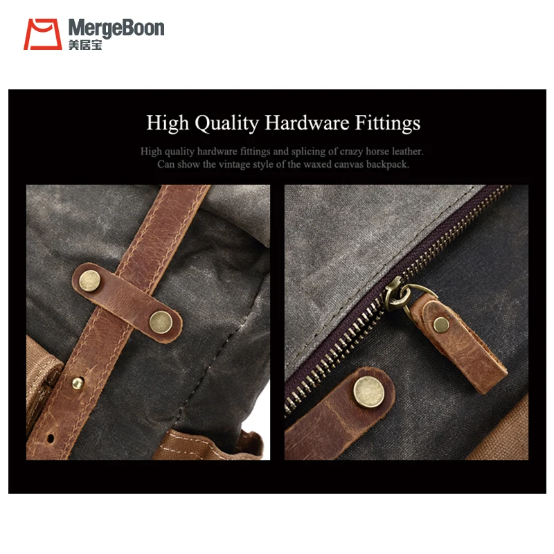 Лидер продаж, зеленый вощеный холст, рулонный школьный рюкзак, винтажная сумка