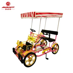 Factory outlet family set child seat sightseeing 4 wheels canopy tour Quadricycle 4 person Surrey bike