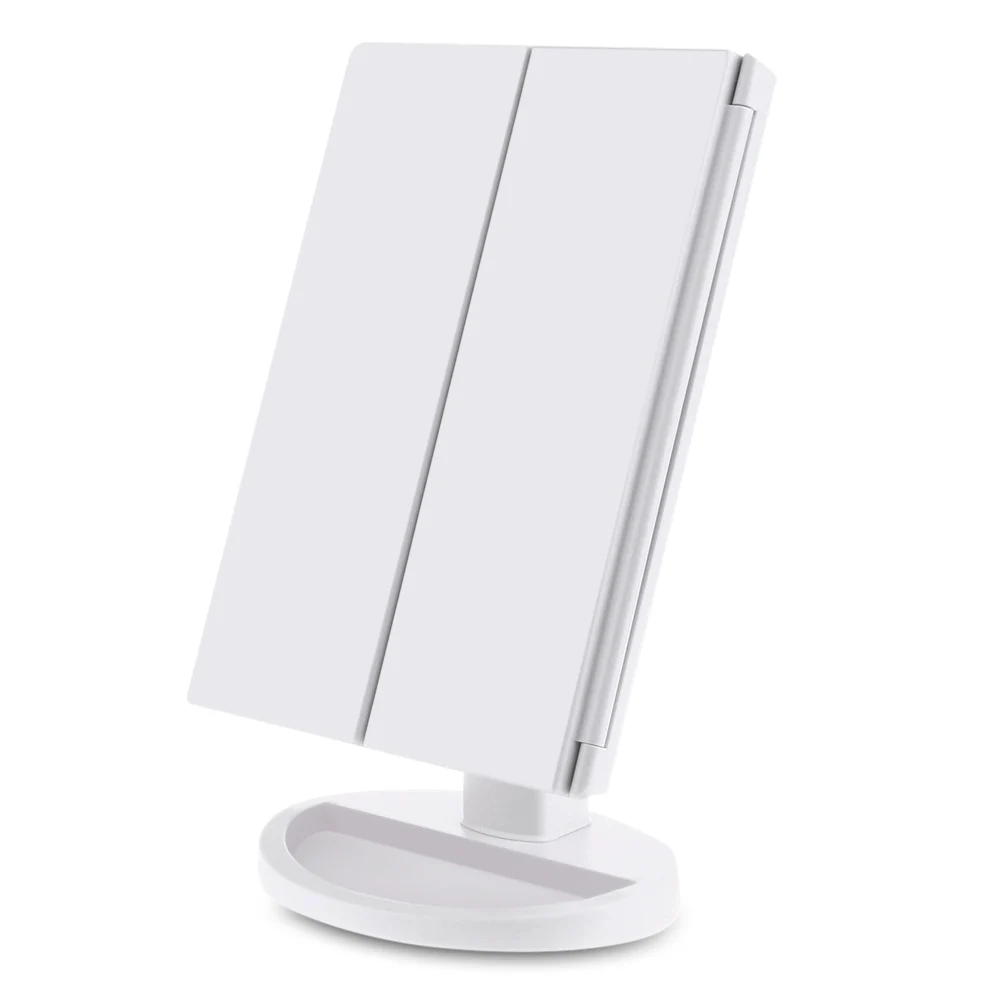 LED Light Touch Screen Light Control 3 Folding Magnifying Mirrors Desktop Rechargeable Make up Mirror Lamp For Makeup