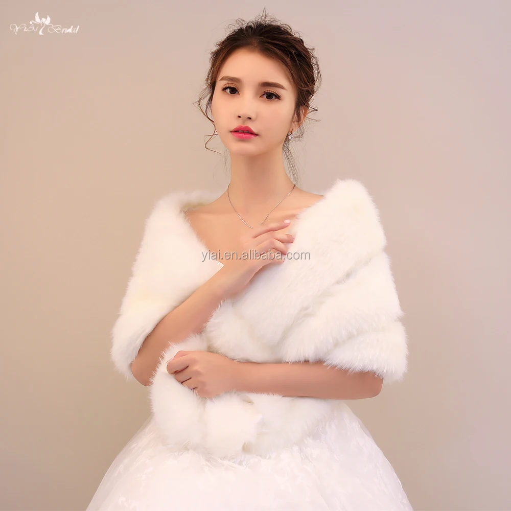 
LZP144 Fashion Ladies Winter Off Shoulder Bridal Shawls Fur Bolero Winter Wedding Coat 
