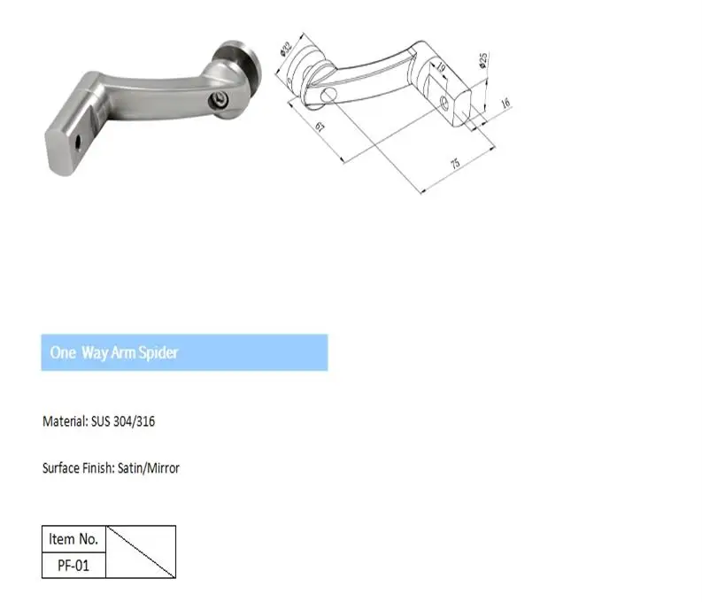 Точка-фиксированной стекла разъем один способ постановки из нержавеющей стали паук